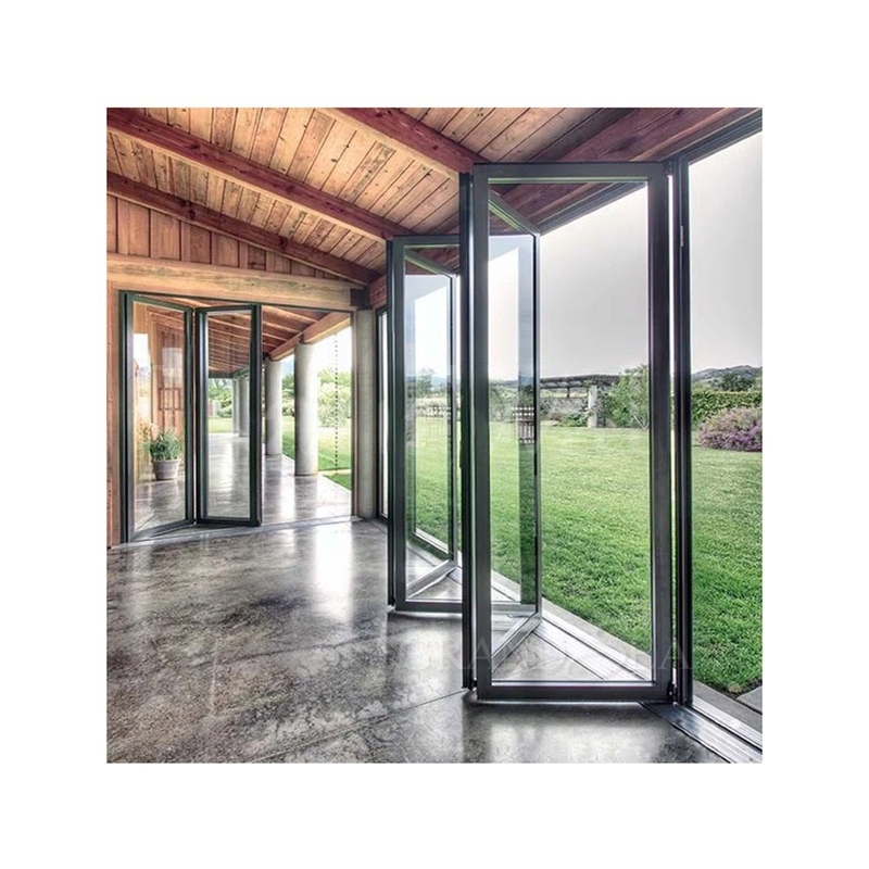 1.4mm 벽 두께 알루미늄 유리 Patio Accordion Modern Security Solution