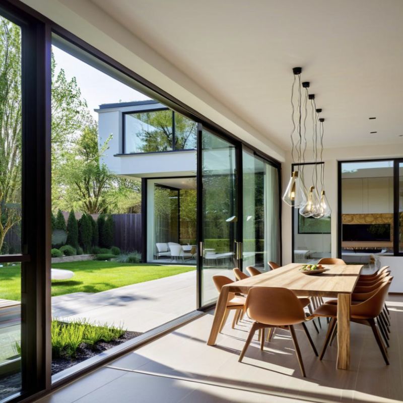 고투과율 알루미늄 알루미늄 이중 유리 슬라이딩 도어, 파티오용 다중 트랙